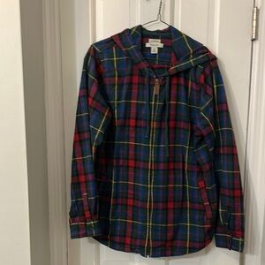 L.L. Bean Red and Blue Plaid Hooded Jacket M